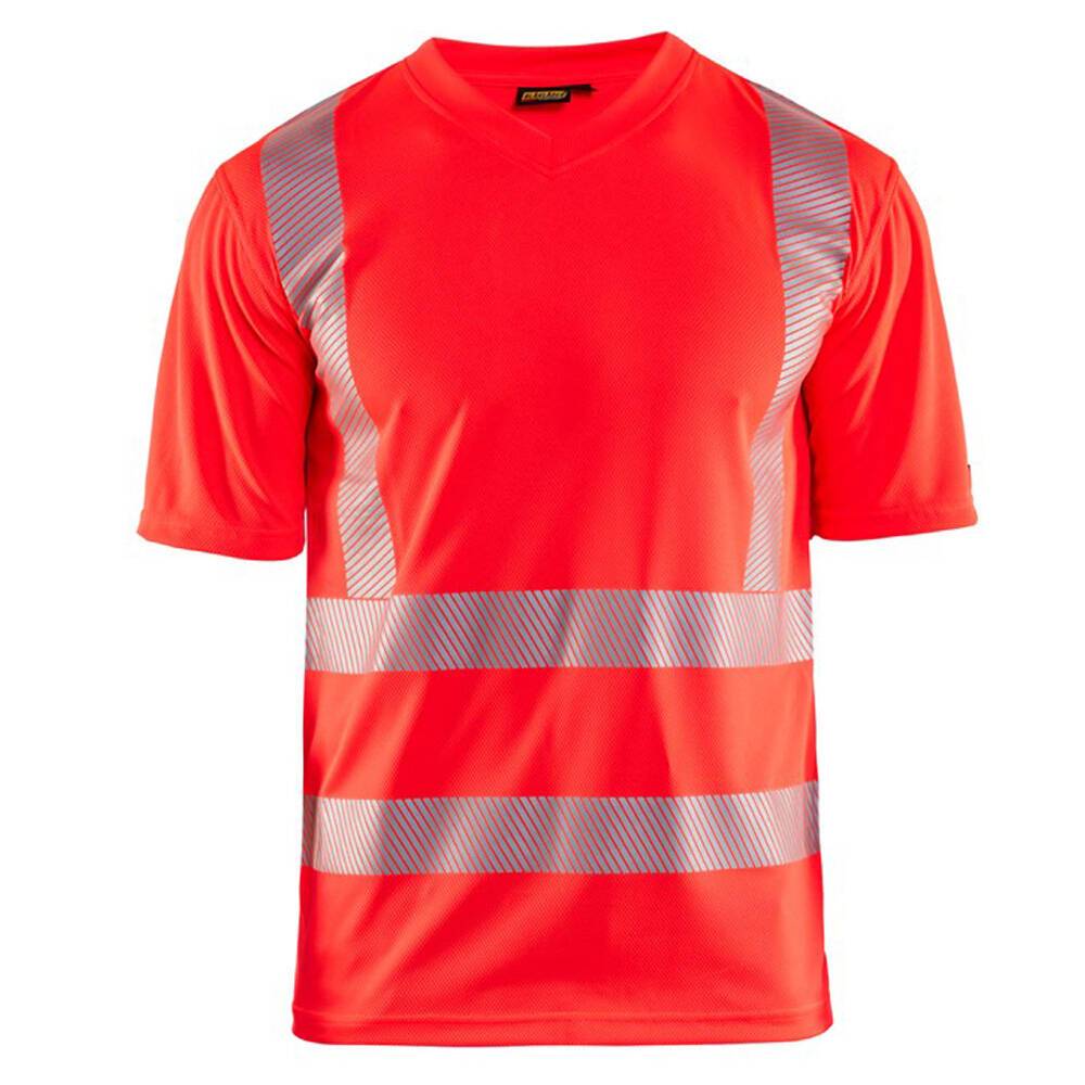 T-shirt haute visibilité Blaklader col v 100% polyester anti-odeur Rouge Fluo XXL