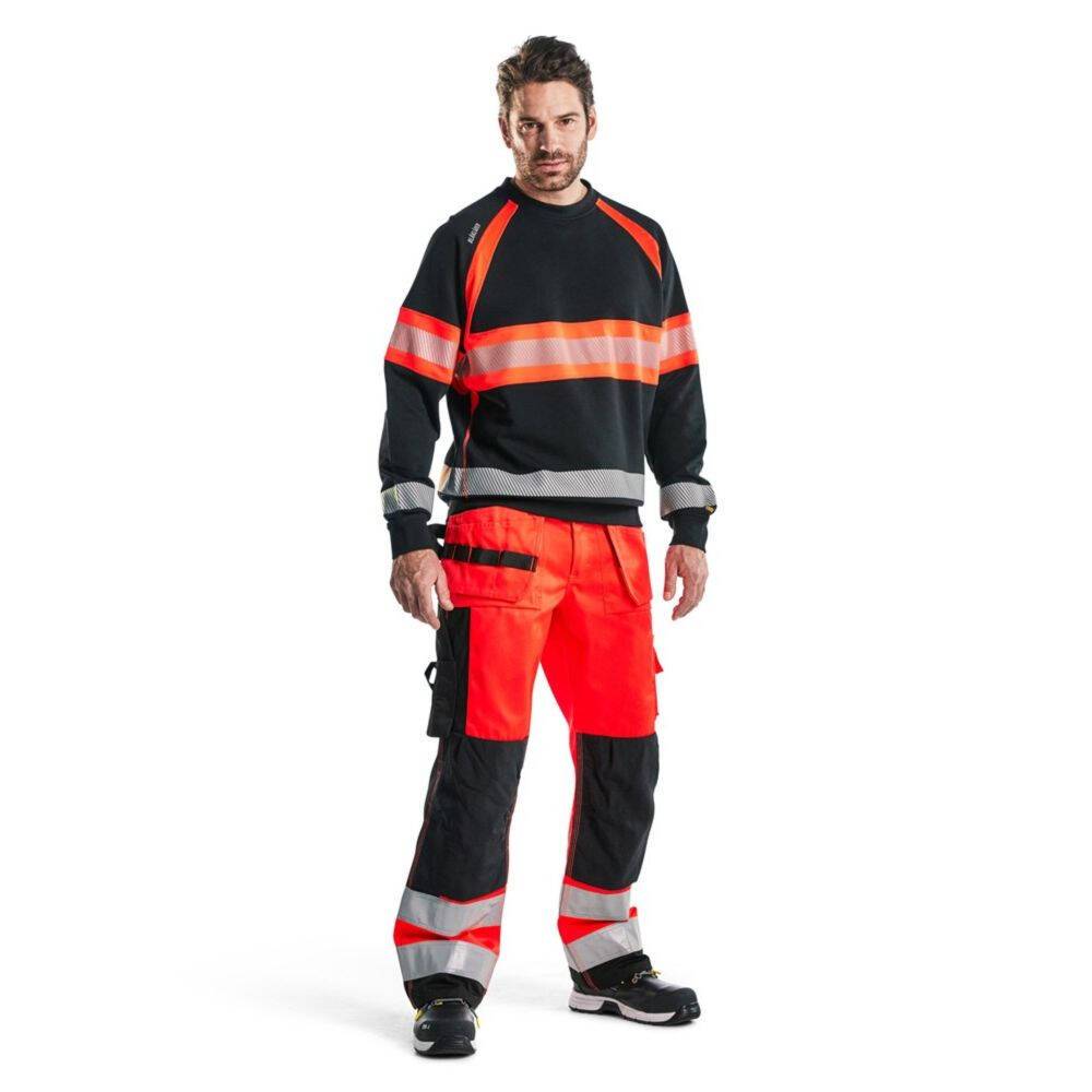 Sweat-shirt haut visibilité Blaklader Noir / Rouge L-4
