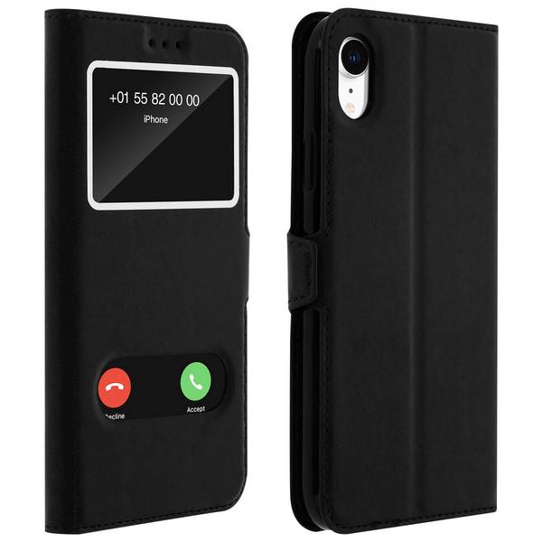 Housse pour iPhone XR Étui Double Fenêtre Coque Silicone