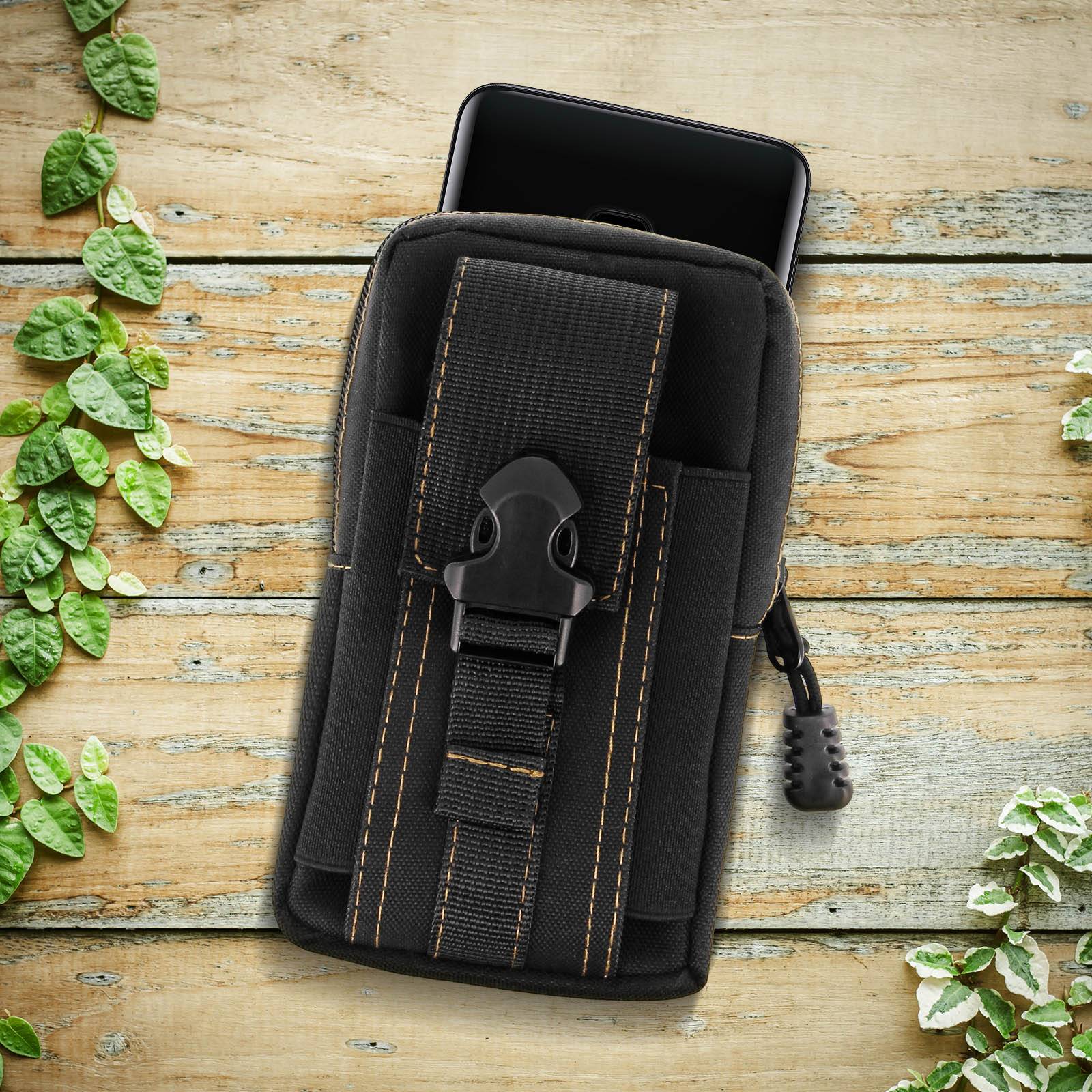 Pochette Smartphone Universel Étui Passant-ceinture + mousqueton-4