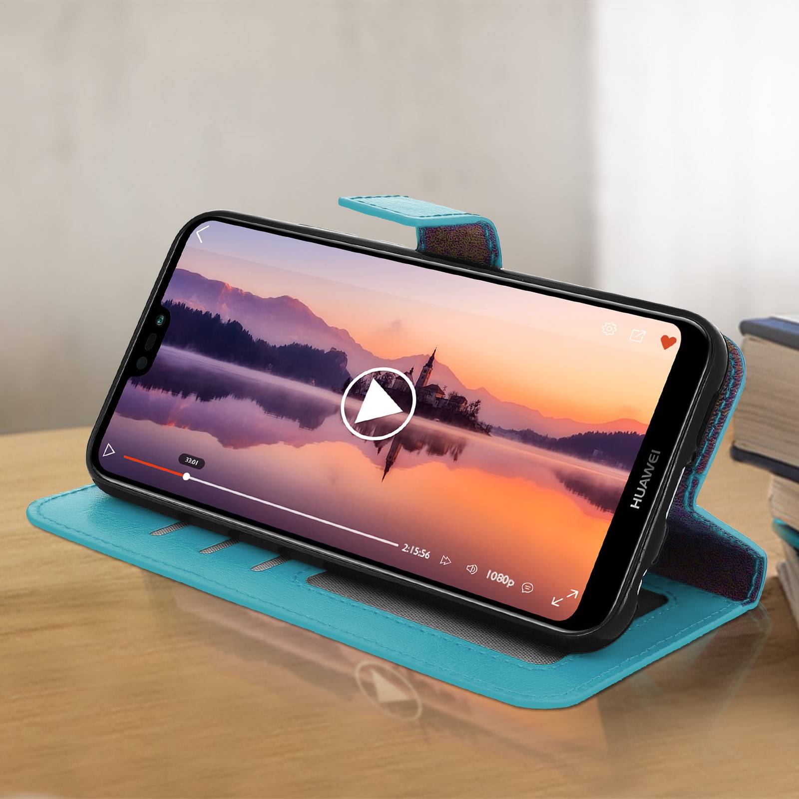 Housse pour Huawei P20 Lite Etui Folio Portefeuille Clapet Fonction Support-3
