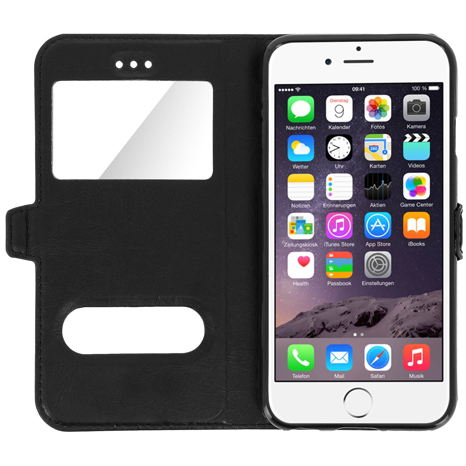 Housse pour iPhone 6/pour iPhone 6S Étui Clapet 2x Fenêtre Coque Silicone Gel-3