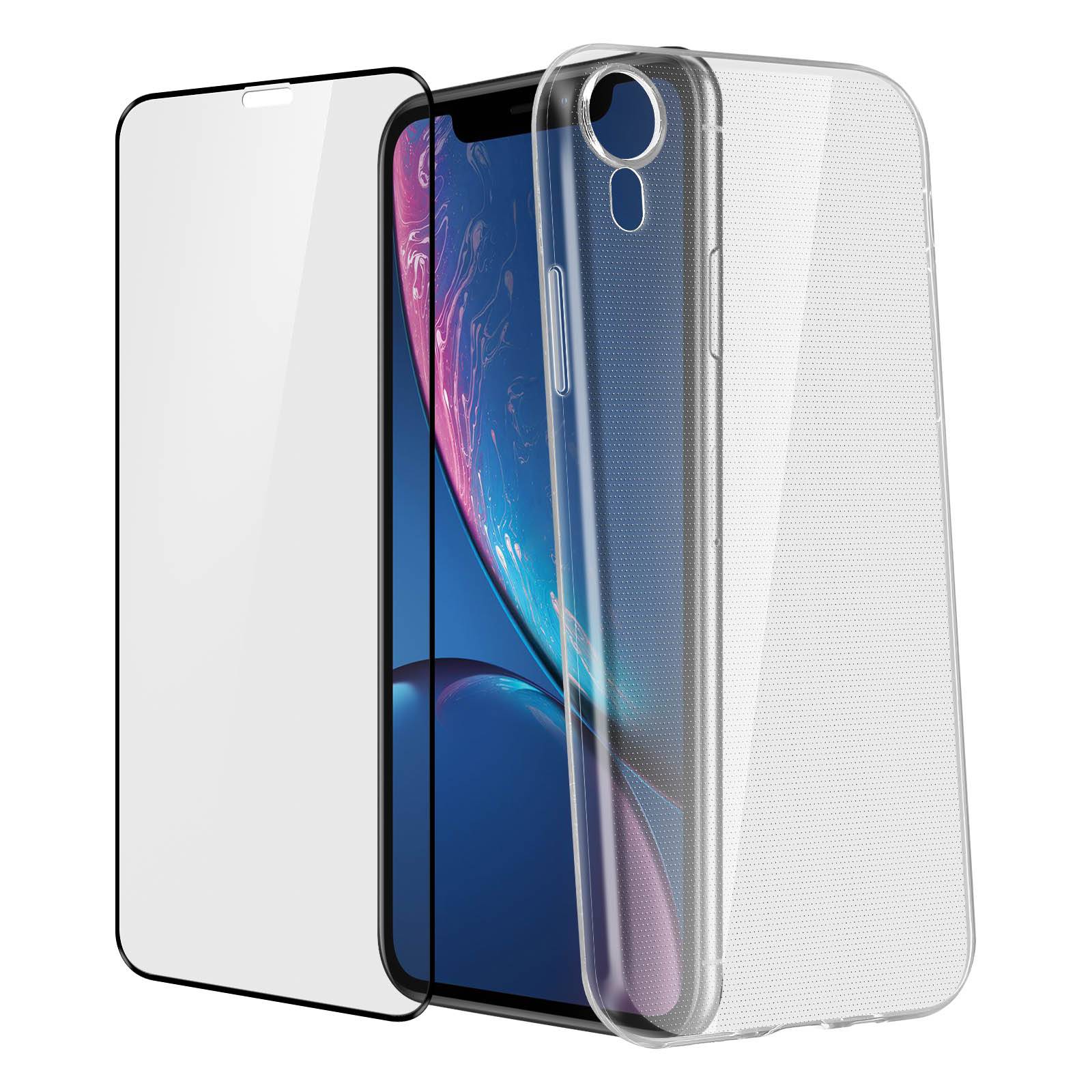 Coque Arrière + Film Verre Trempé écran pour iPhone XR Contour-1