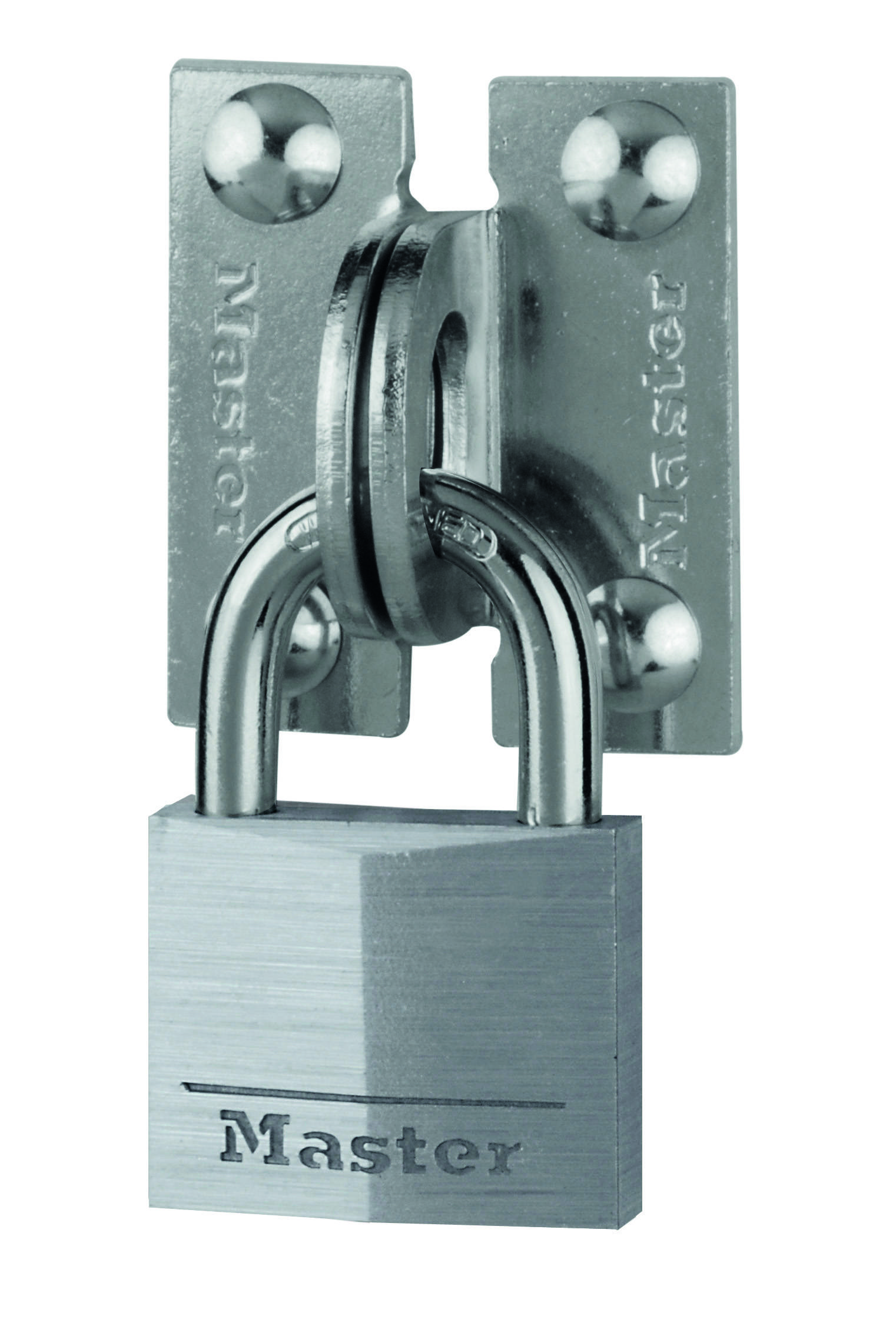 Master Lock 914060REURD Pack comprenant des Œillets Droits et un Cadenas à Clé-0