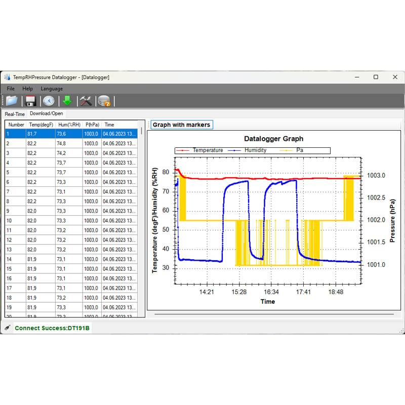 PCE Instruments PCE-PDFL 10 Enregistreur de données PDF Valeur de mesure humidité de l'air, température, pression atmosp-3