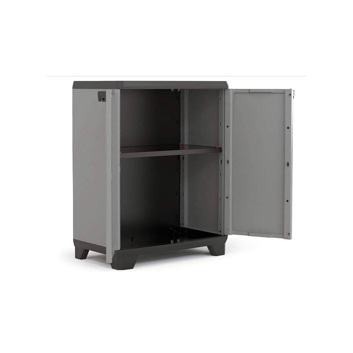 Armoire basse de Rangement Multifonctions Résine Étagères et Pieds 39 x 68 x 90 cm KETER-1