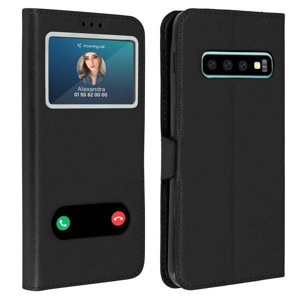 Étui pour Samsung Galaxy S10 Housse Folio Double Fenêtre Fonction Support
