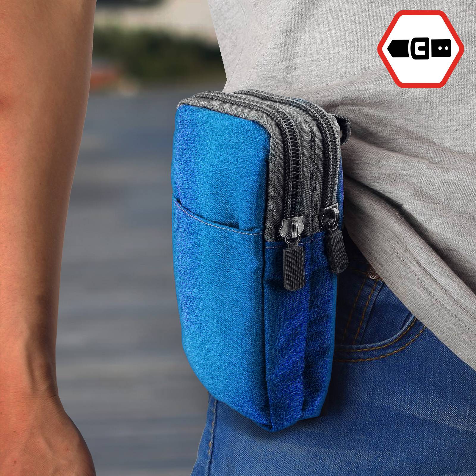Etui Ceinture Smartphone Passant Mousqueton Lanière 2 Poches-2