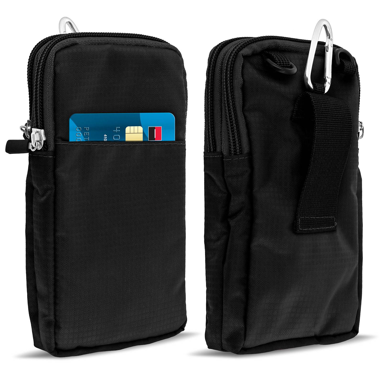 Étui Ceinture pour Smartphone Passant Ceinture Mousqueton Lanière 2 Poches-1