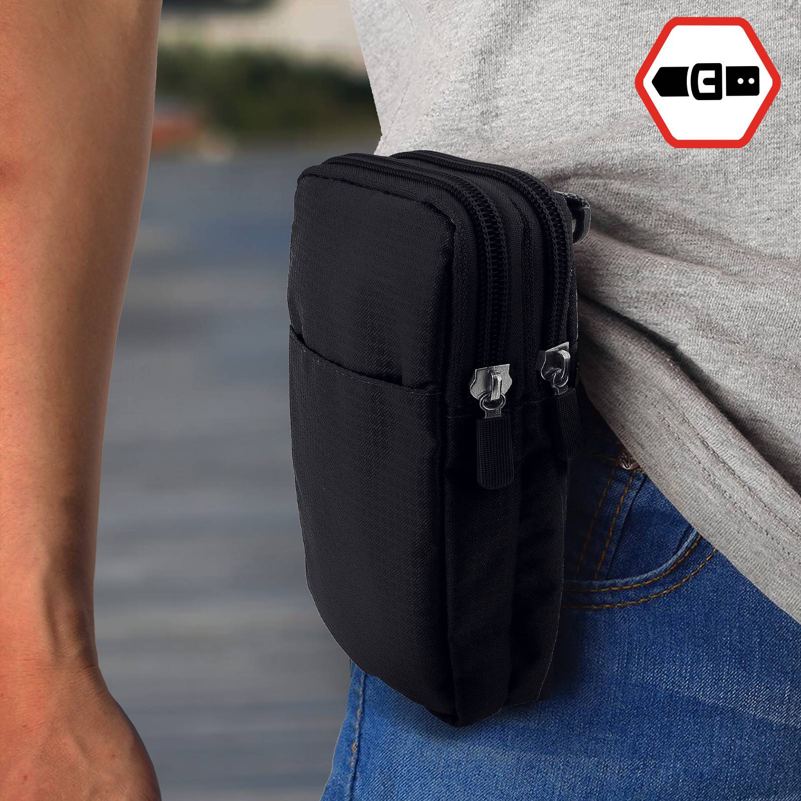 Étui Ceinture pour Smartphone Passant Ceinture Mousqueton Lanière 2 Poches-2