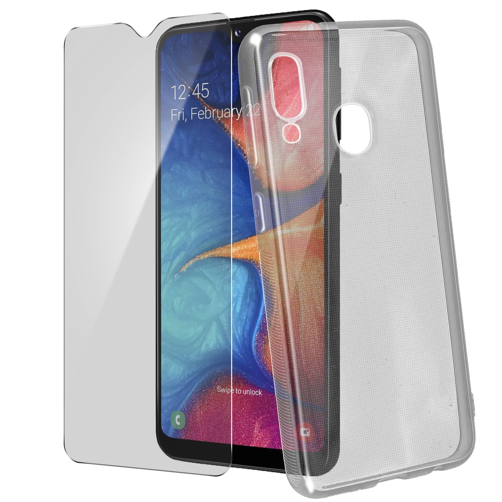 Coque Galaxy A20e Silicone Souple et Film Ecran Verre Trempé 9H-1
