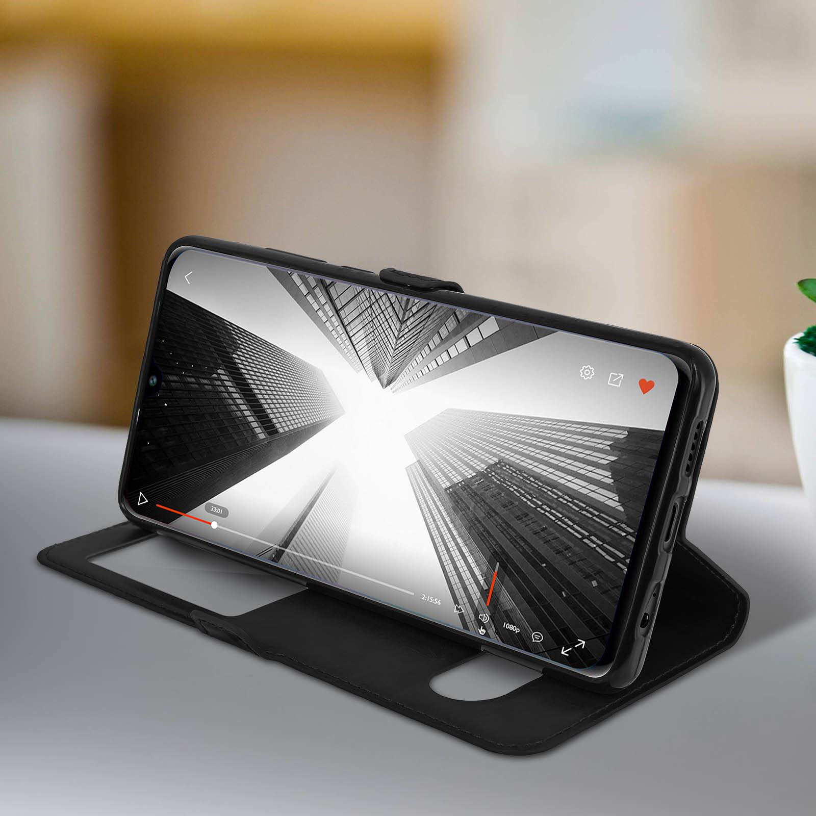 Étui pour Huawei P30 Housse Folio Double Fenêtre Fonction Support-2