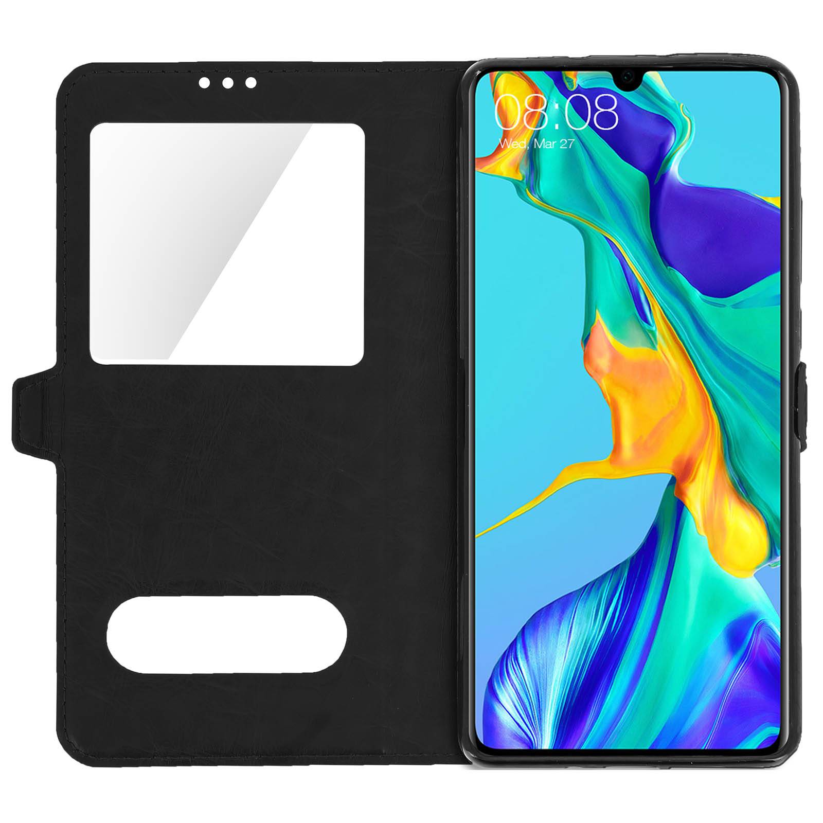 Étui pour Huawei P30 Housse Folio Double Fenêtre Fonction Support-4