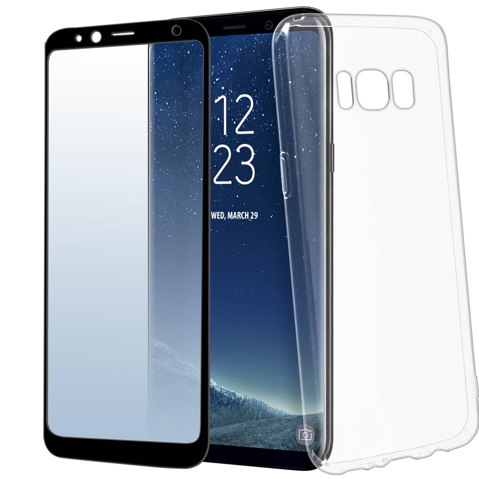 Coque pour Samsung Galaxy S8 Silicone Souple et Film Verre Trempé 9H-1