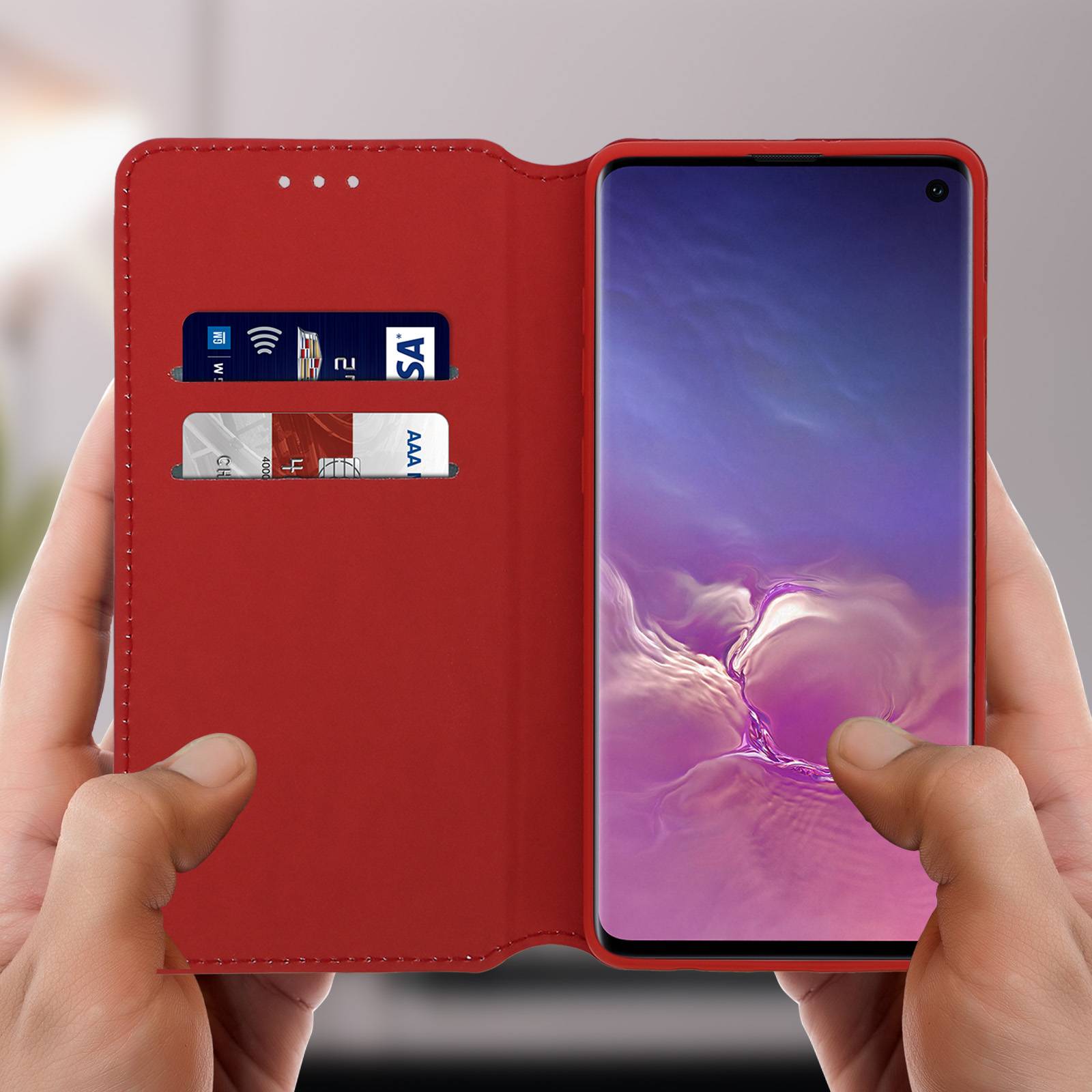 Housse pour Samsung Galaxy S10 Étui Folio Porte-carte Fonction Stand-2