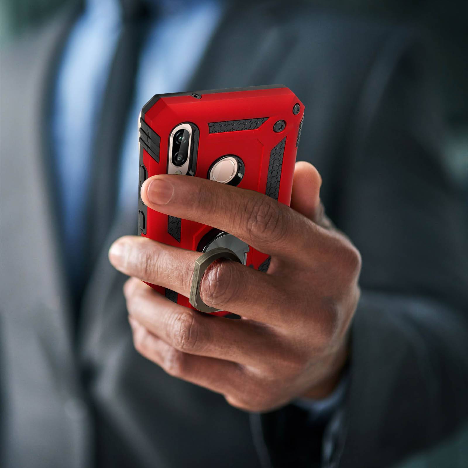 Coque pour Huawei P20 Lite Bi matières Bague Support Vidéo-2