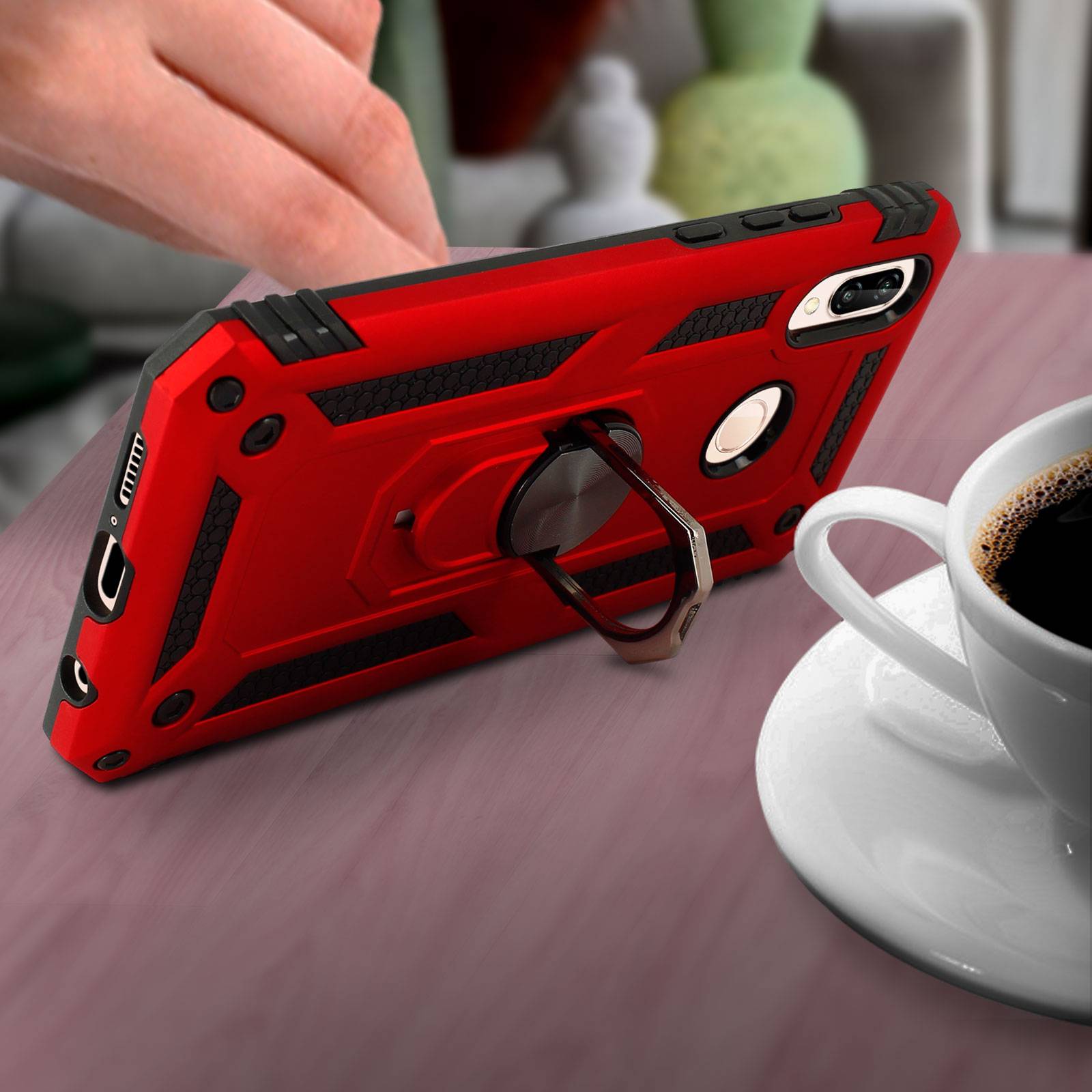 Coque pour Huawei P20 Lite Bi matières Bague Support Vidéo-3