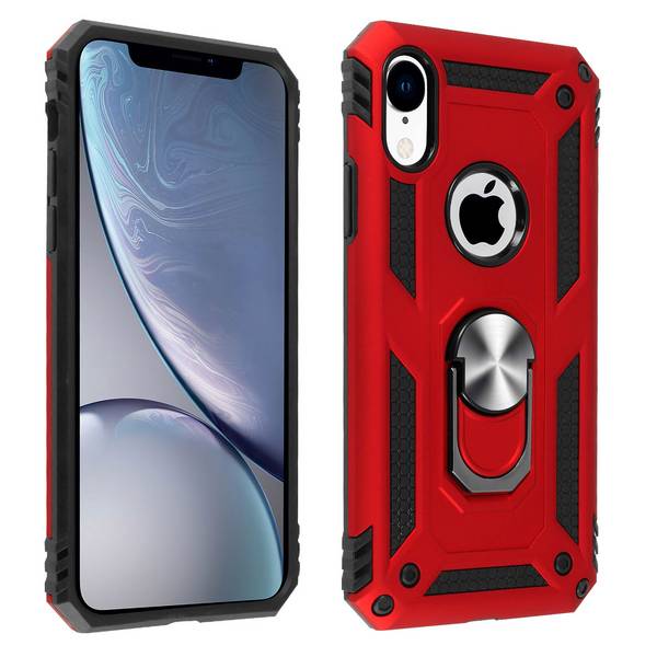 Coque pour iPhone XR Bi matière Rigide Souple Bague Support Vidéo