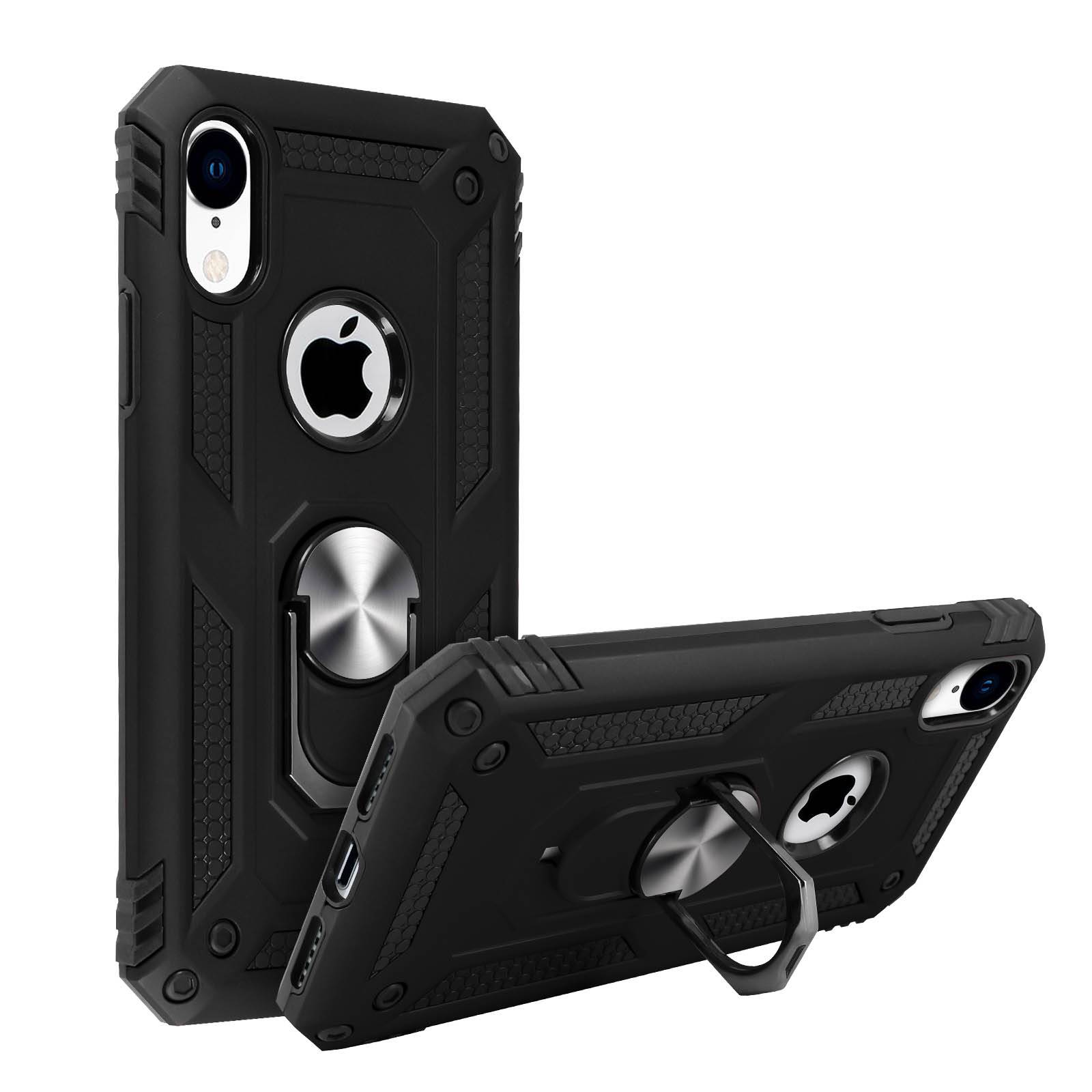 Coque pour iPhone XR Bi matière Rigide Souple Bague Support Vidéo-1