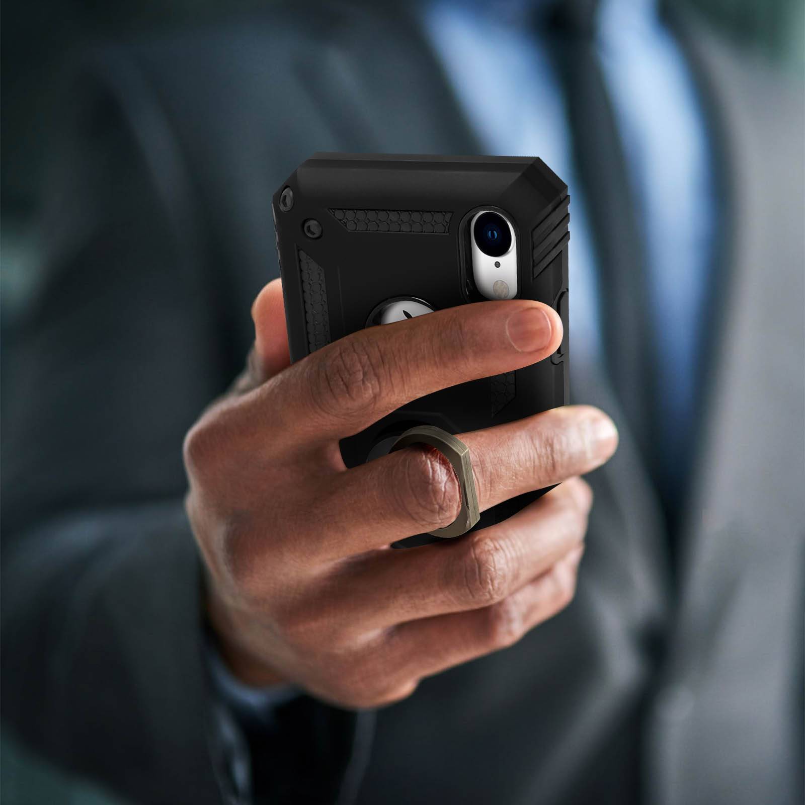 Coque pour iPhone XR Bi matière Rigide Souple Bague Support Vidéo-2