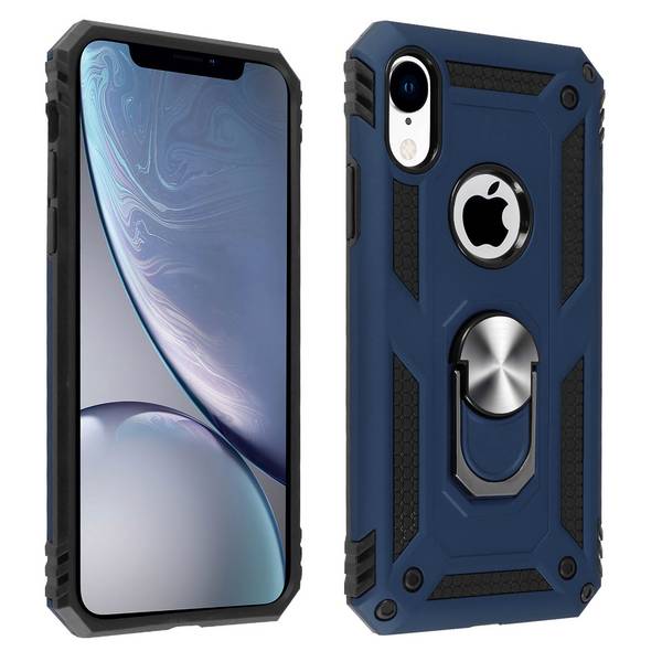 Coque pour iPhone XR Bi matière Rigide Souple Bague Support Vidéo