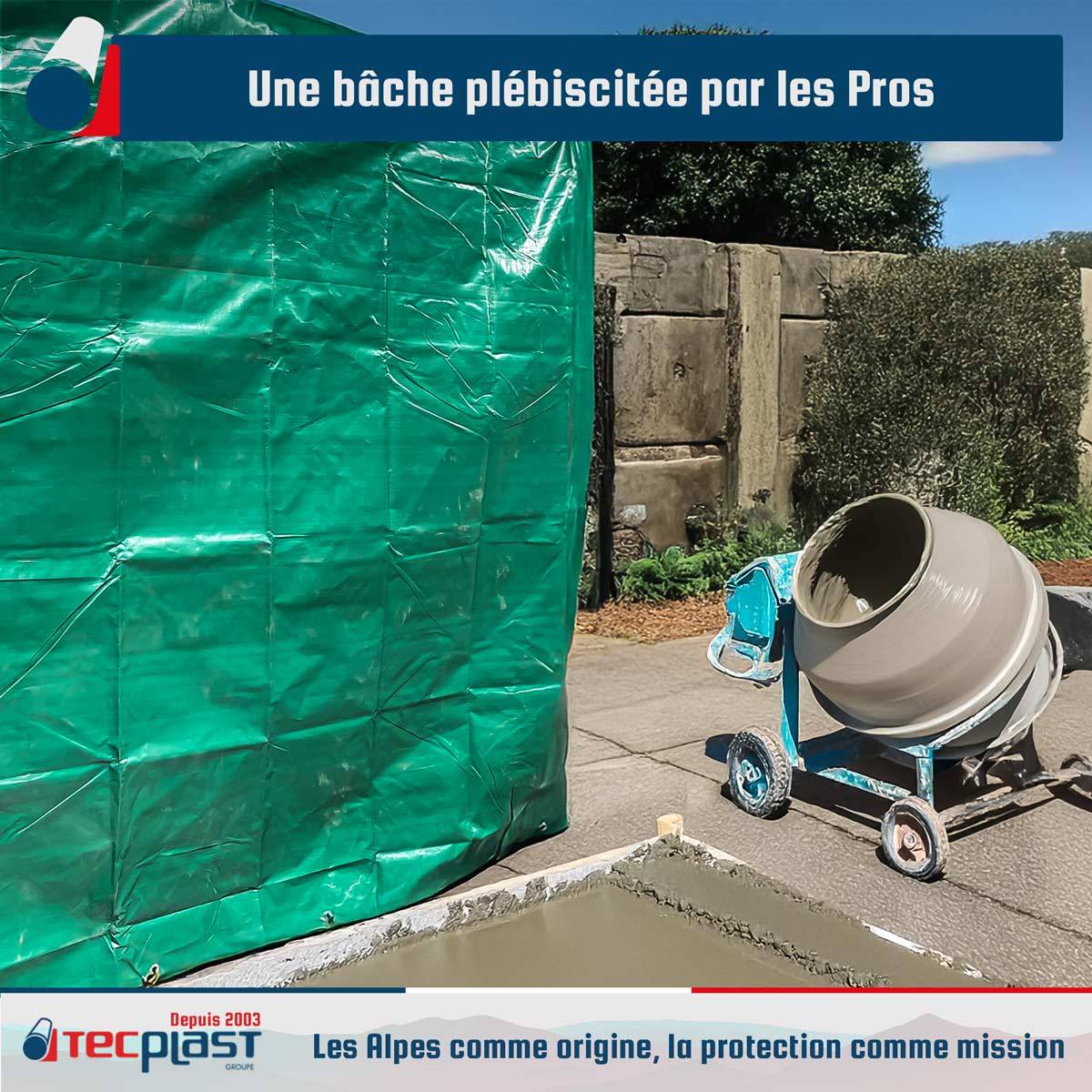 Bâche de chantier Tecplast hq250ch 2x3 m - verte et marron - haute performance-1