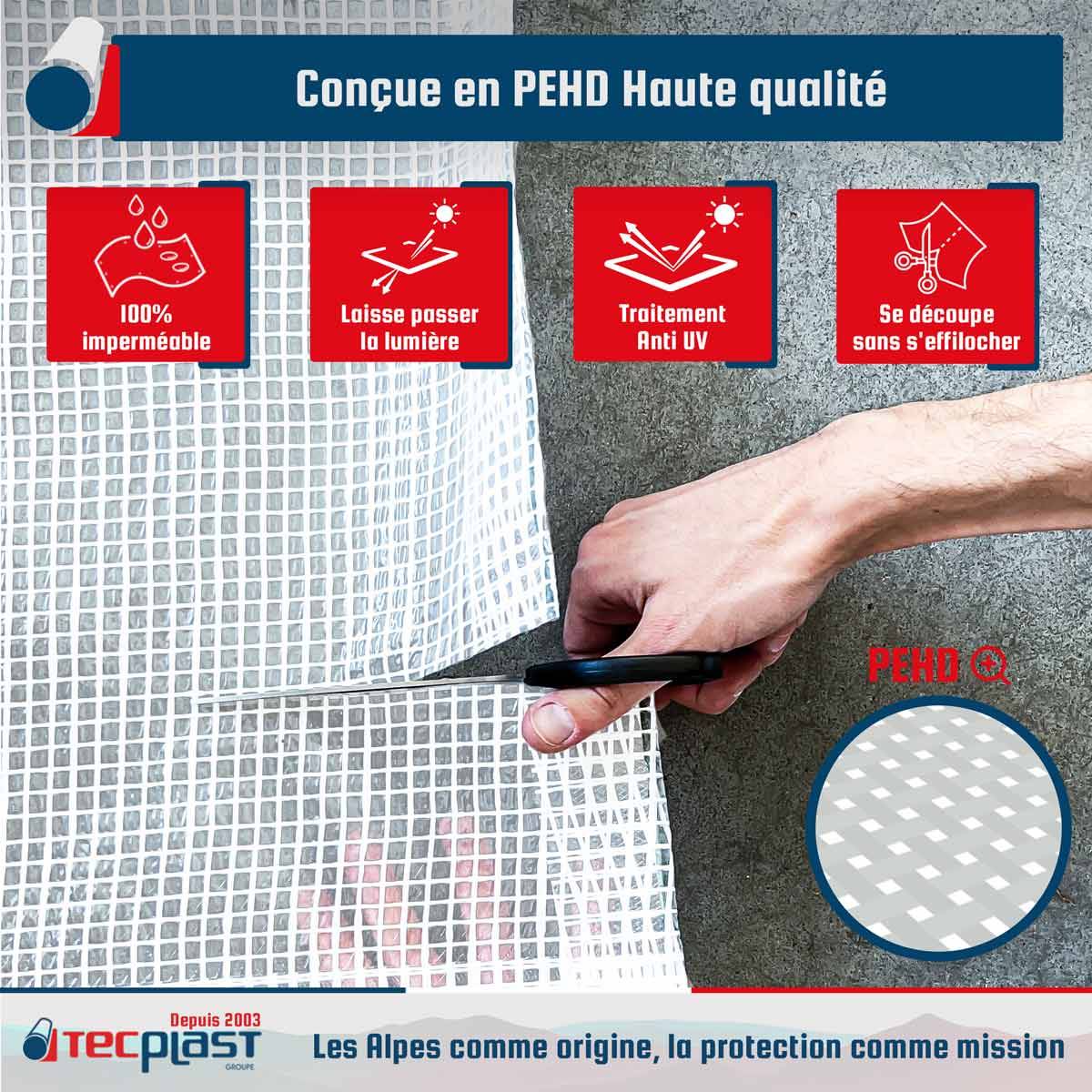 Bâche de chantier Tecplast tr170ch 2x3 m - transparente armée - haute qualité-1