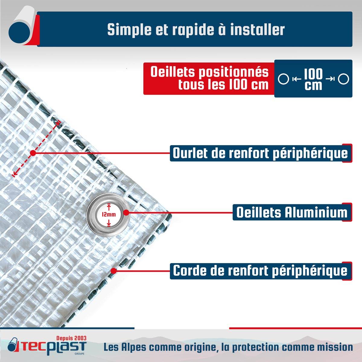 Bâche de chantier Tecplast tr170ch 2x3 m - transparente armée - haute qualité-3