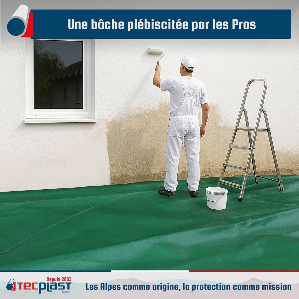 Bâche peinture Tecplast hq250pe 1,5x6 m - verte et marron - haute performance-4