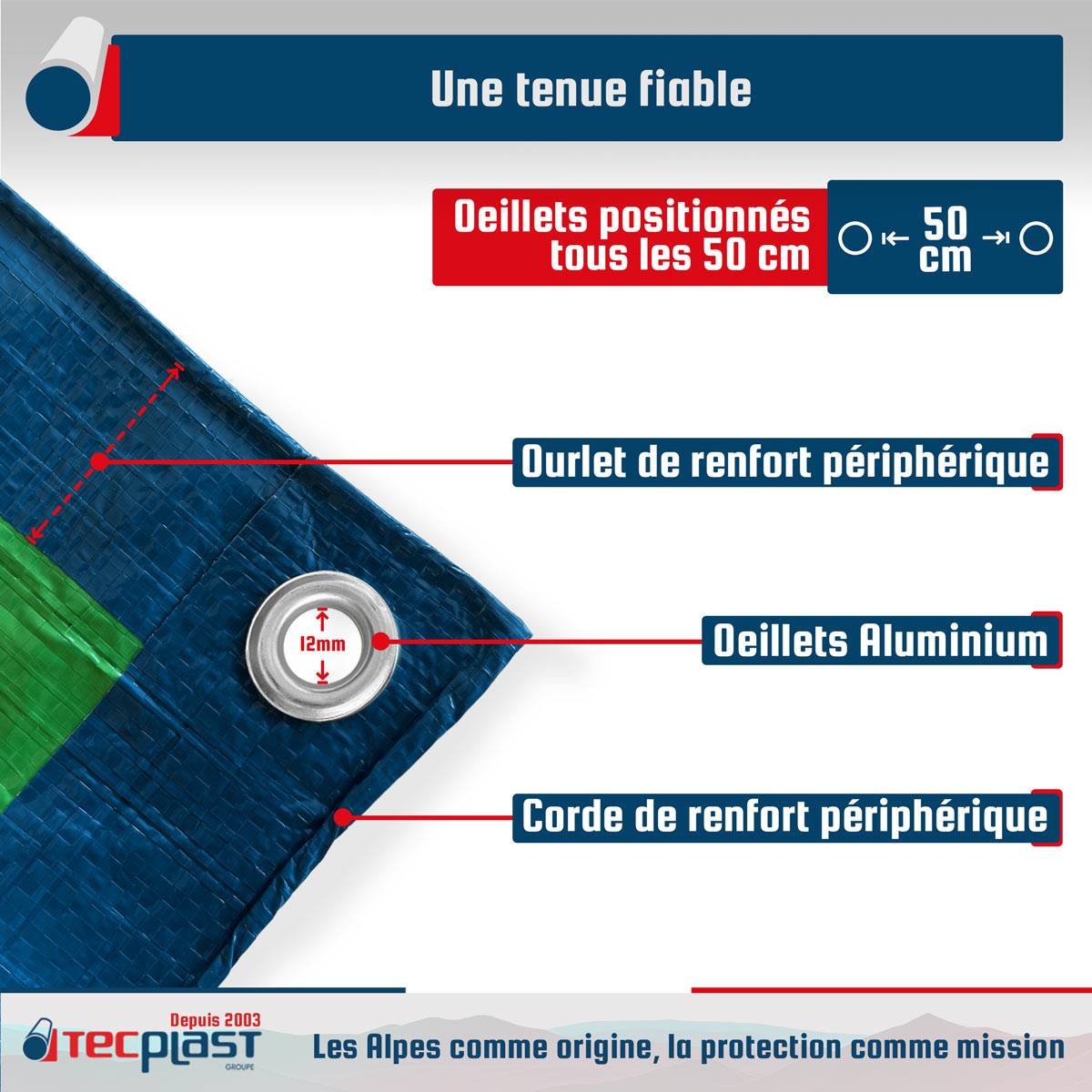 Bâche de protection Tecplast sr150mu 2x3 m - verte et bleue - haute qualité-3