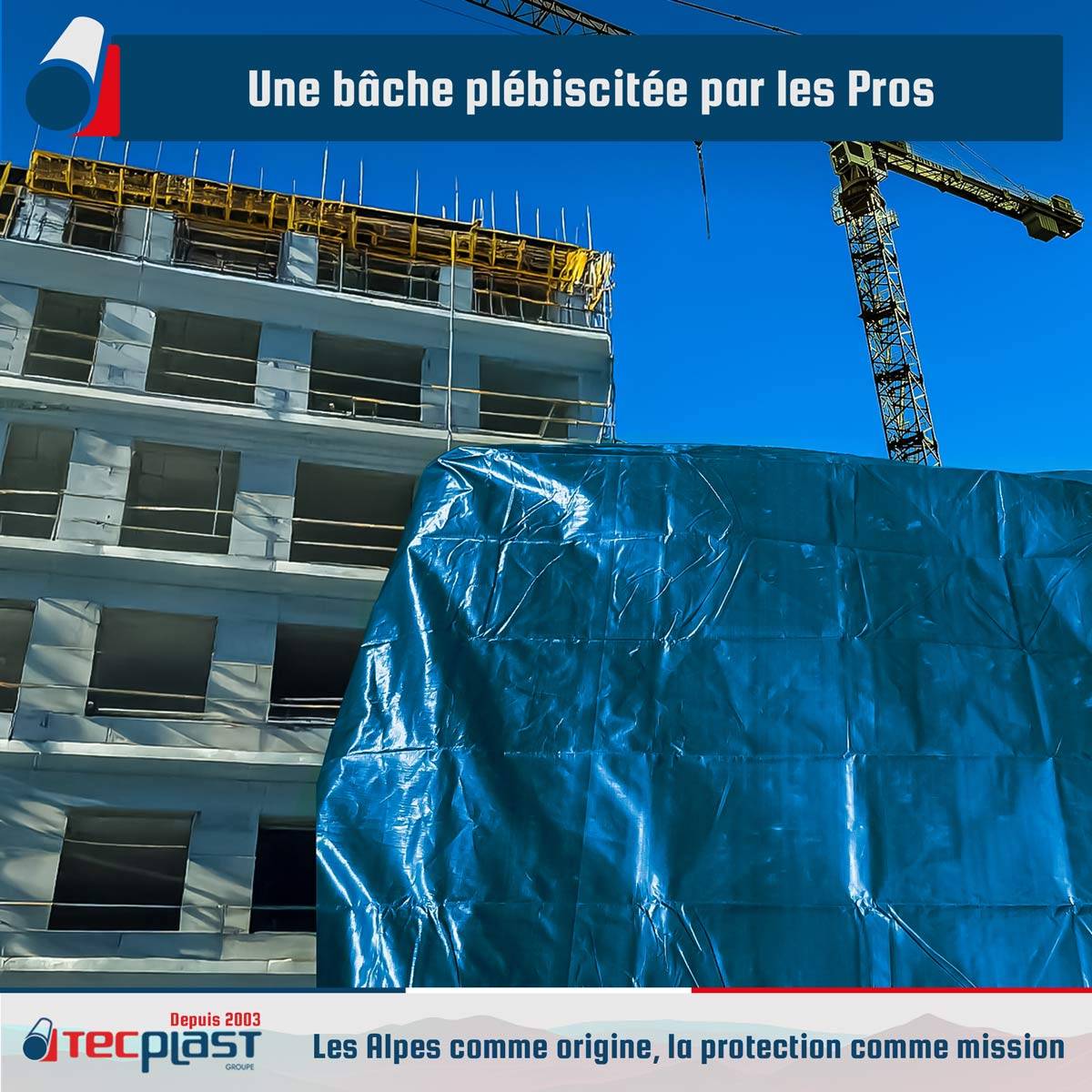 Bâche de chantier Tecplast sr150ch 3x5 m - verte et bleue - haute qualité-4