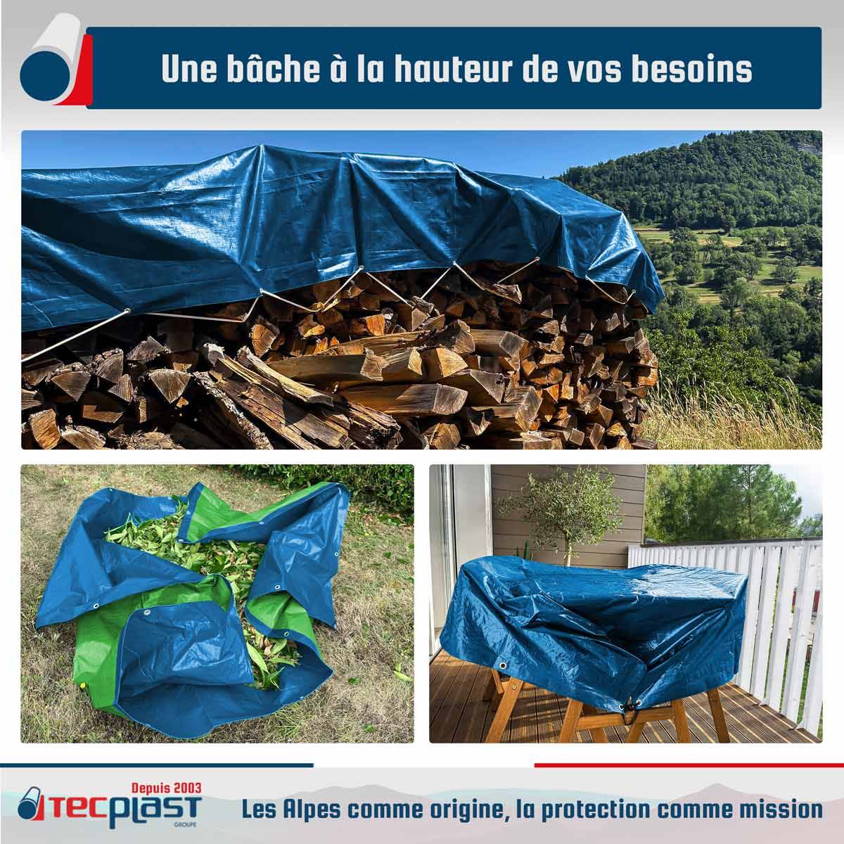 Bâche de protection Tecplast sr150mu 2x3 m - verte et bleue - haute qualité-4