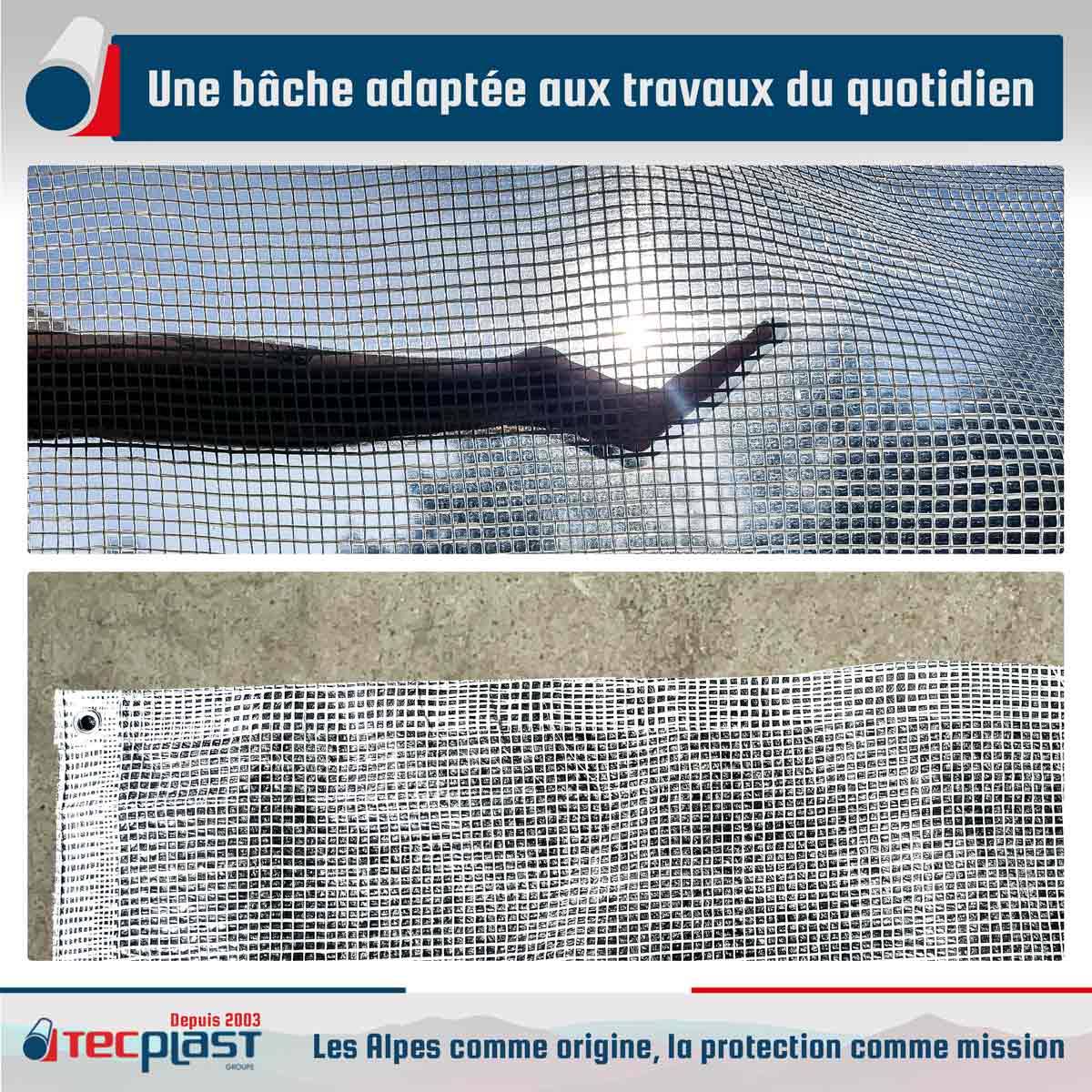 Bâche de chantier Tecplast tr170ch 2x3 m - transparente armée - haute qualité-4