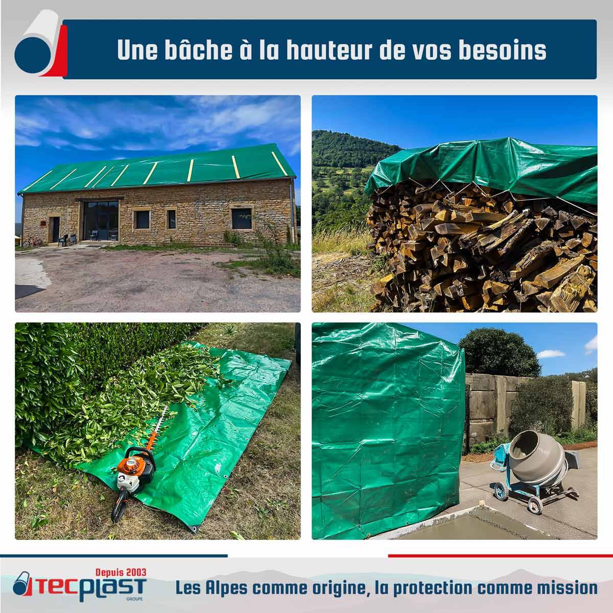 Bâche de protection Tecplast hq250mu 1,5x6 m - verte et marron - haute performance-4