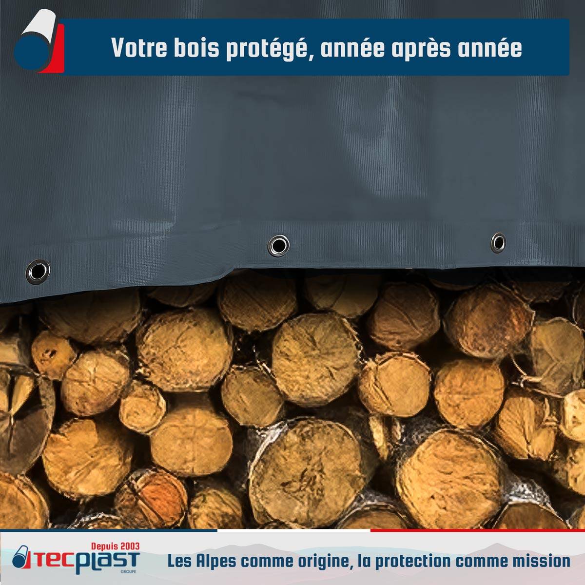 Bâche bois Tecplast lp506bo 2x3 m - gris anthracite - garantie 5 ans-2