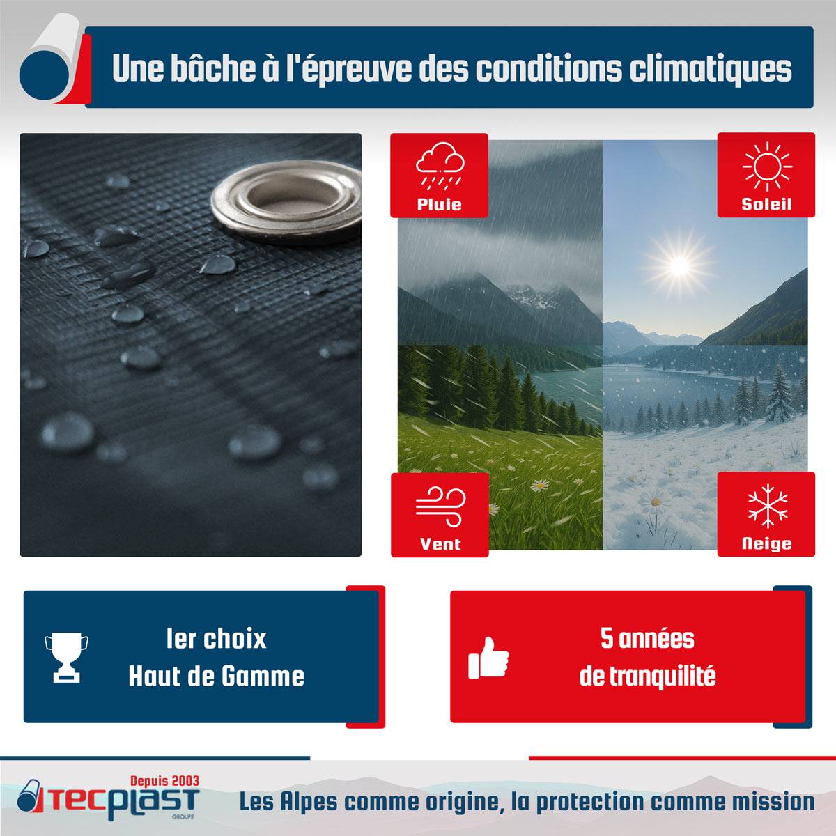 Bâche bois Tecplast lp506bo 2x3 m - gris anthracite - garantie 5 ans-4