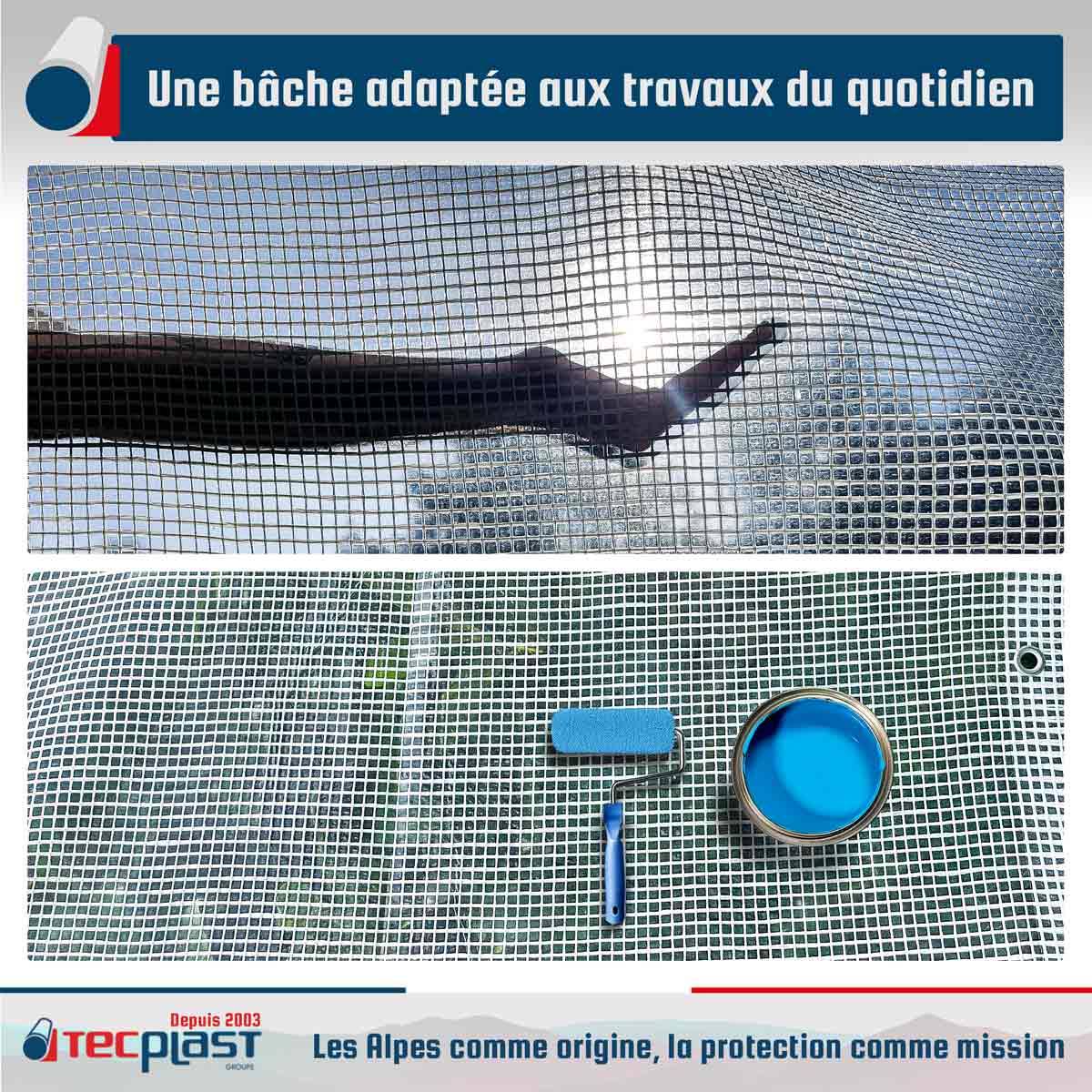 Bâche peinture Tecplast tr170pe 4x6 m - transparente armée - haute qualité-4