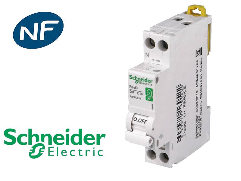 Disjoncteur modulaire RESI9 1P+N courbe C peignable 10A - SCHNEIDER ELECTRIC - R9PFC610-1