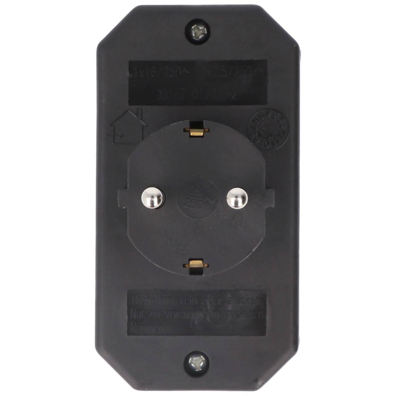Prise multi 2x Euro et 1x contact de protection noir vertical - ATTENTION PRISE DE TYPE F-3