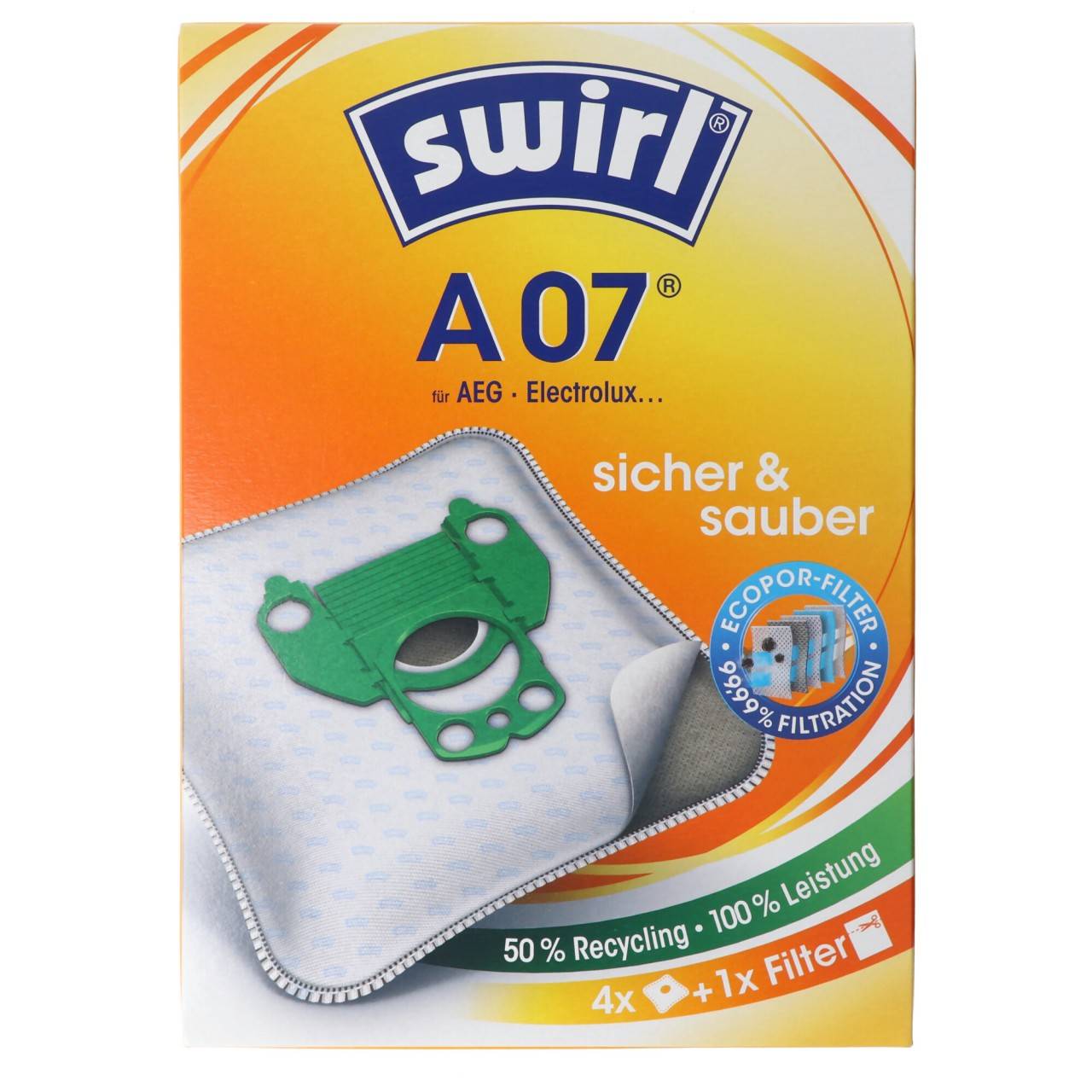 Sac aspirateur Swirl A07 MicroPor Plus pour aspirateurs AEG, Electrolux, Progress et Volta-0