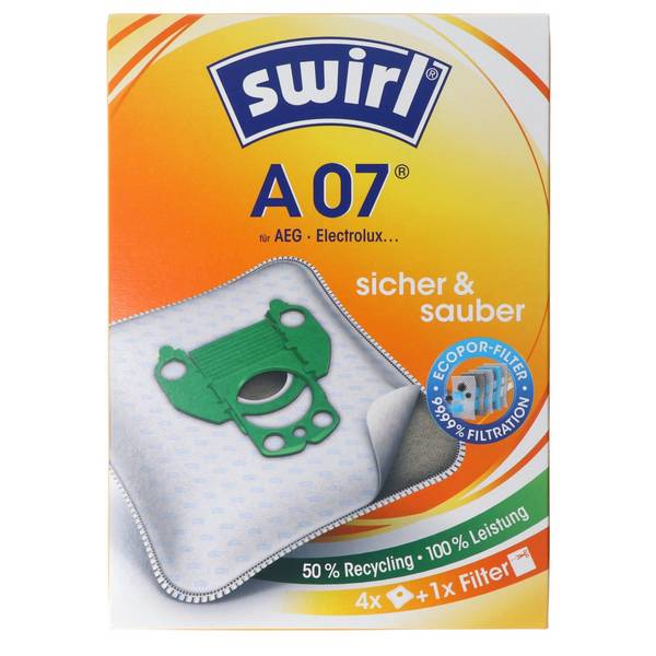 Sac aspirateur Swirl A07 MicroPor Plus pour aspirateurs AEG, Electrolux, Progress et Volta