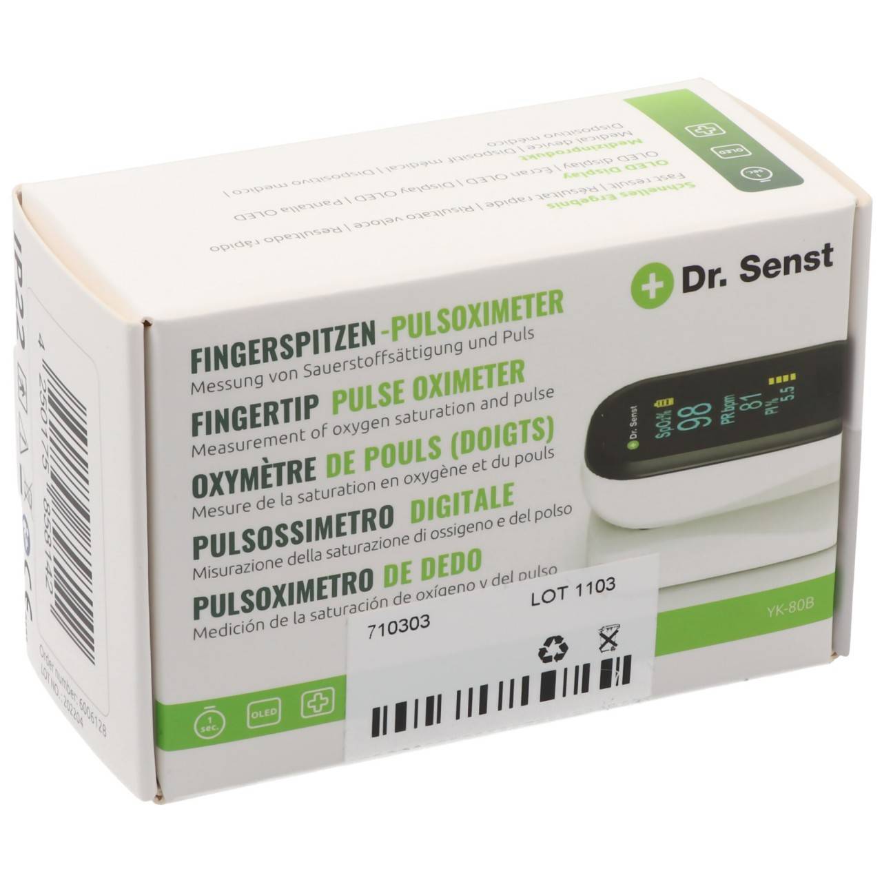 Oxymètre au doigt Senst® YK-80B avec piles-1