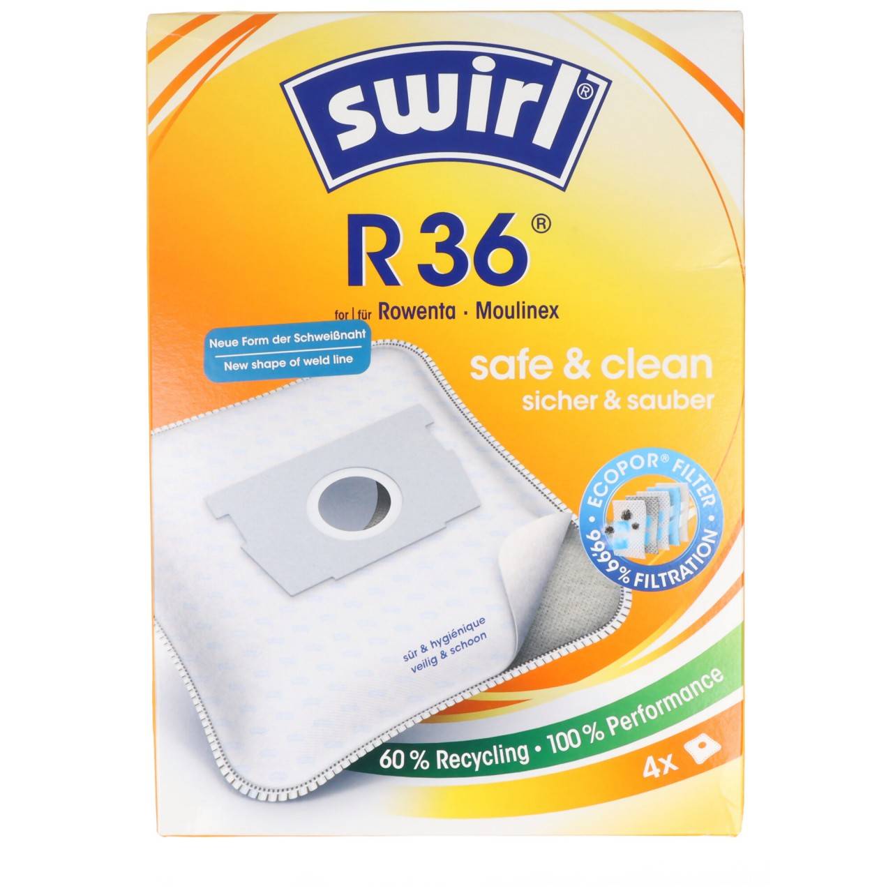 Sac aspirateur Swirl R36 MicroPor Plus pour aspirateurs Rowenta et Moulinex-1