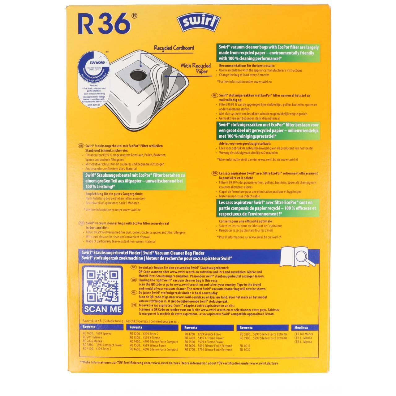 Sac aspirateur Swirl R36 MicroPor Plus pour aspirateurs Rowenta et Moulinex-2