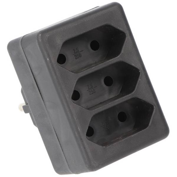Prise multiple 3x Euro noir - ATTENTION PRISE DE TYPE F