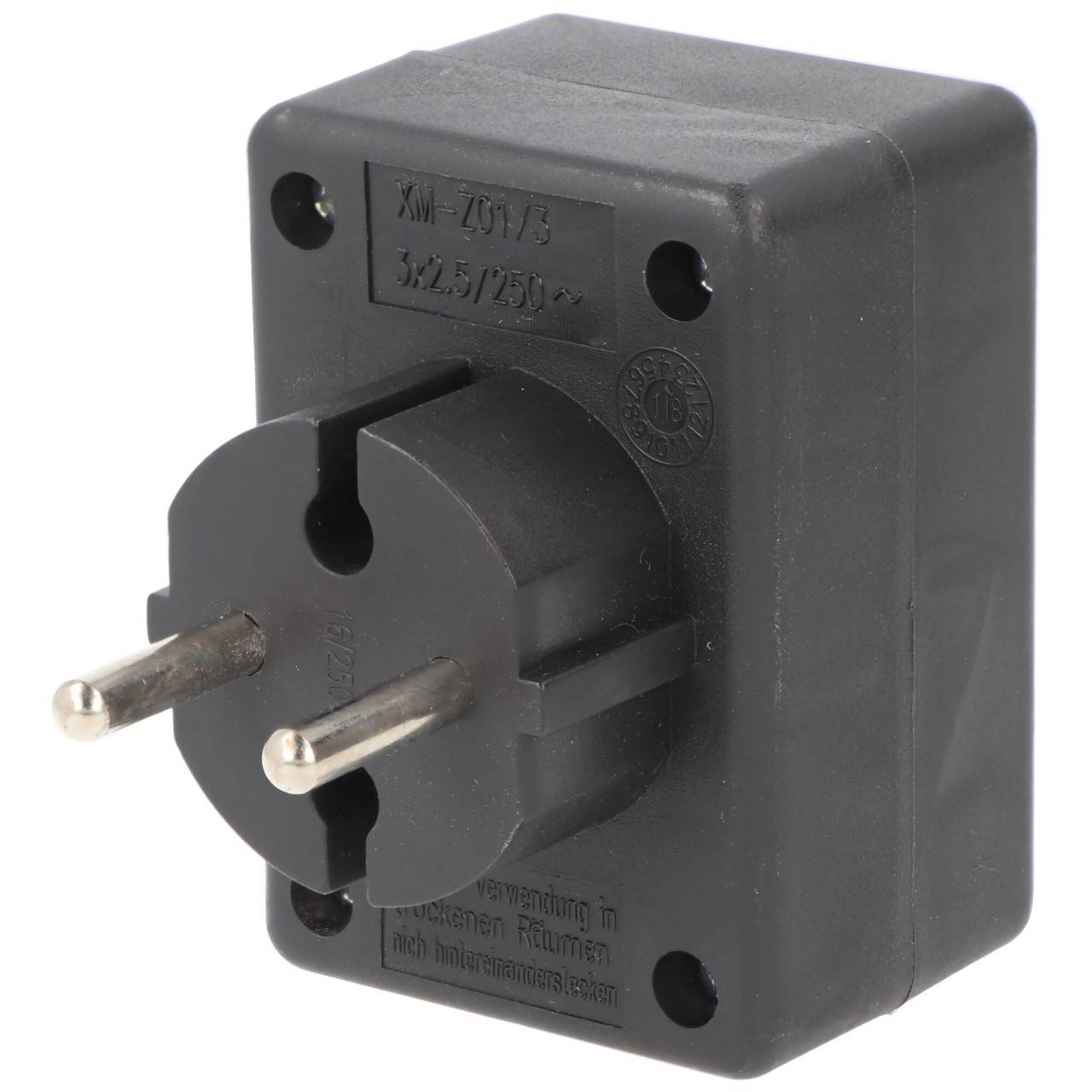 Prise multiple 3x Euro noir - ATTENTION PRISE DE TYPE F-2