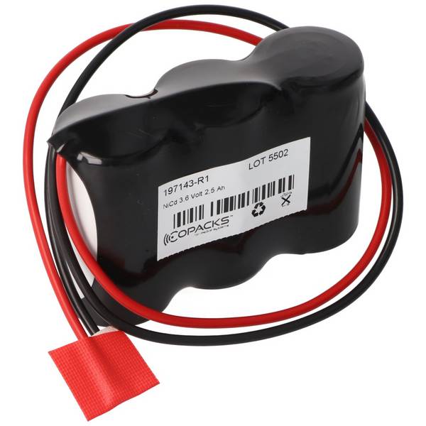 Batterie pour lampe de secours NiCd 3.6V 2500mAh F1x3 Baby C avec câble de 200mm a remplacé unilatéralement la...