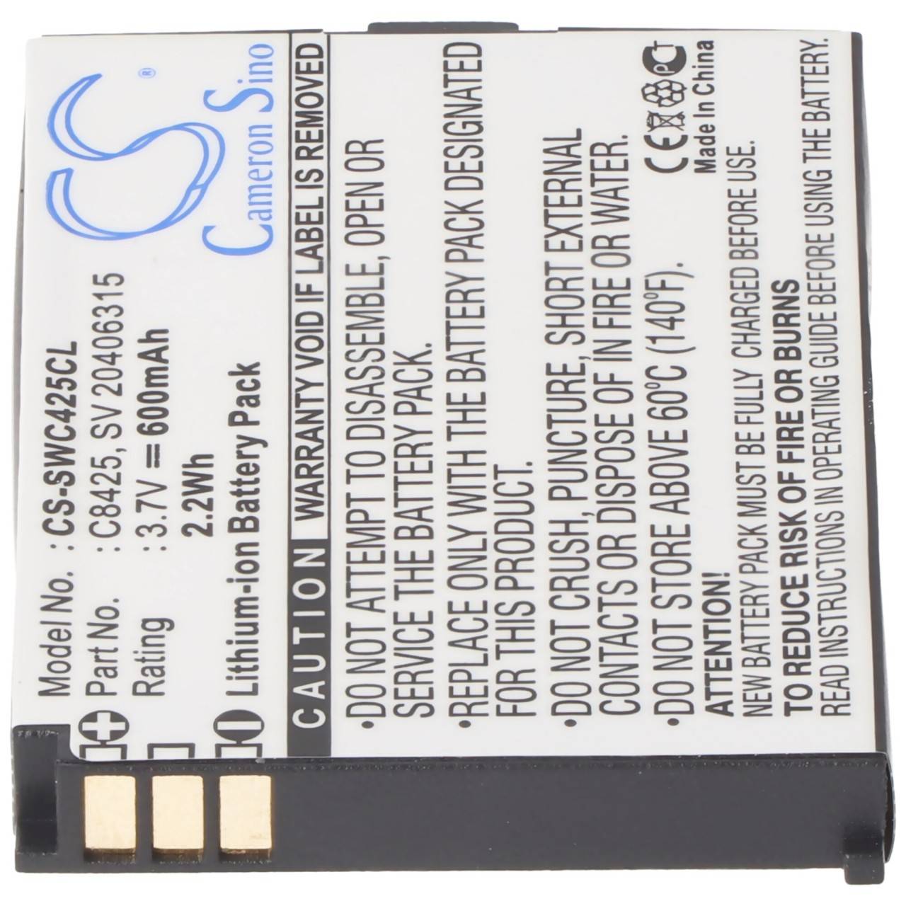 Batterie pour Swissvoice eSense, eSense Color, SV 20406288, C8425, SV 20406315 Li-Ion, 3,7 V, 600 mAh, 2,2 Wh-4