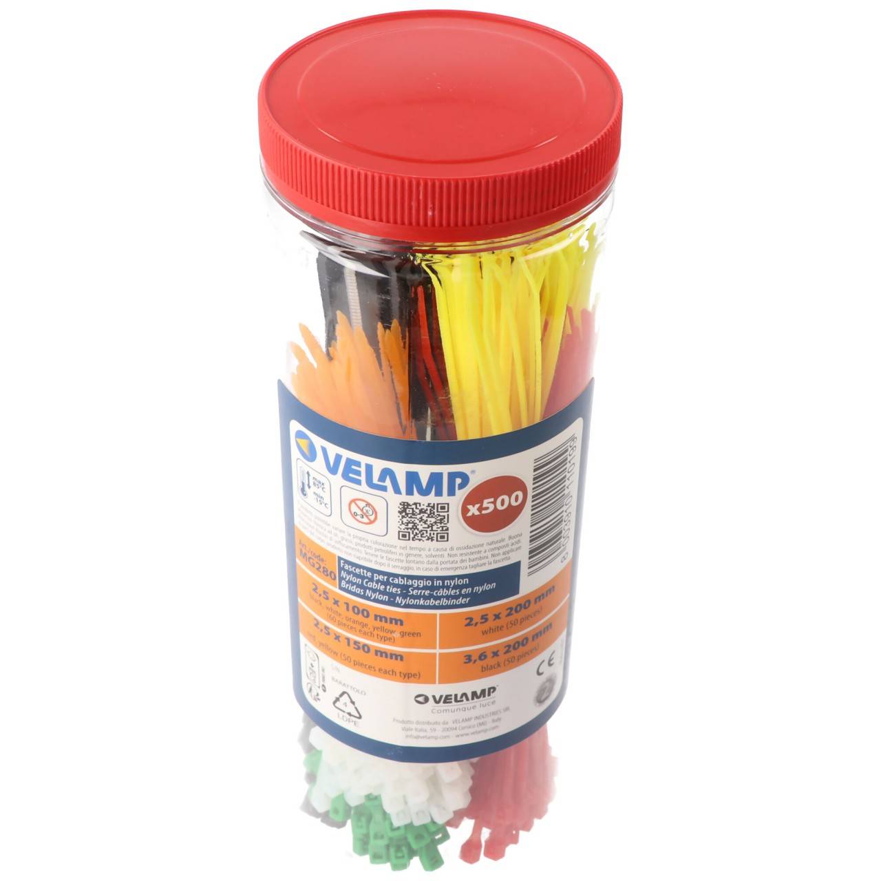 Assortiment de 500 serre-câbles en nylon aux couleurs vives Velamp-2