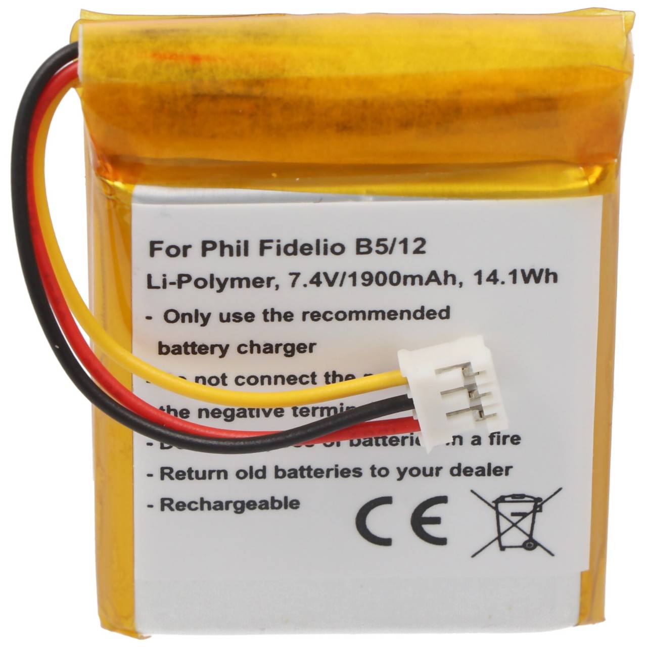 Batterie compatible avec la batterie Li-Polymer 7,4V 1900mAh de Philips Fidelio B5 / 12, 14,1Wh-0